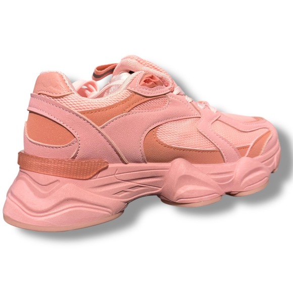 NIB Womens Chunky Sneakers Pink Mesh Lace Up Platform Fashion Athletic Sz  6 - Picture 13 of 16